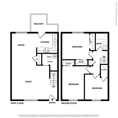 Floor plan 3 Bedroom Townhouse - Mapleview I A