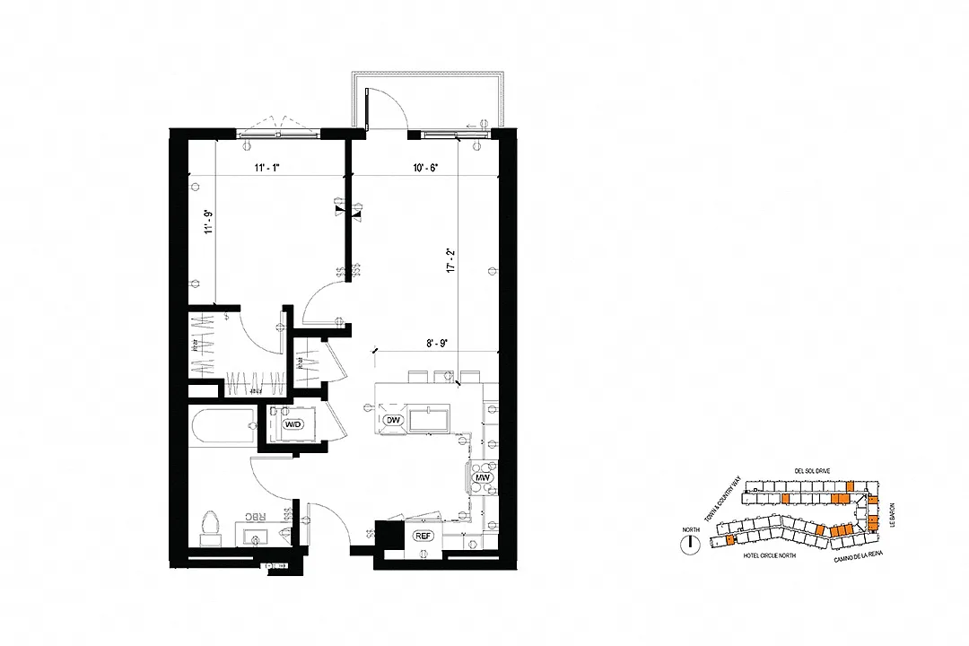 Floor plan A2 1 Bedroom