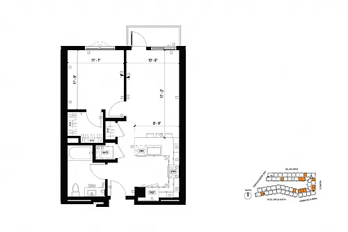 Floor plan A2 1 Bedroom