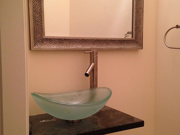 Powder room with vessel sink