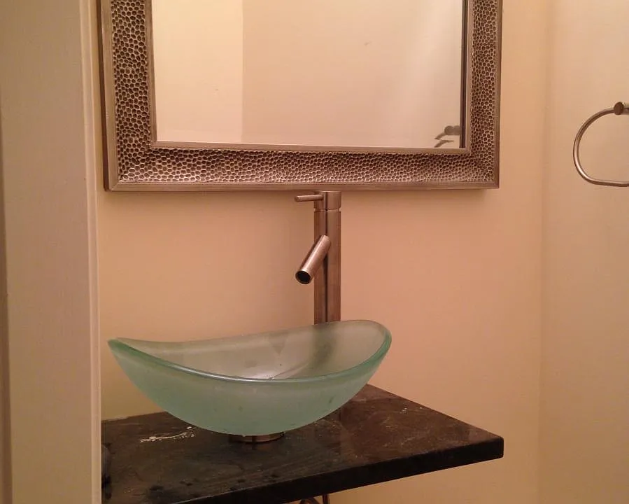Powder room with vessel sink