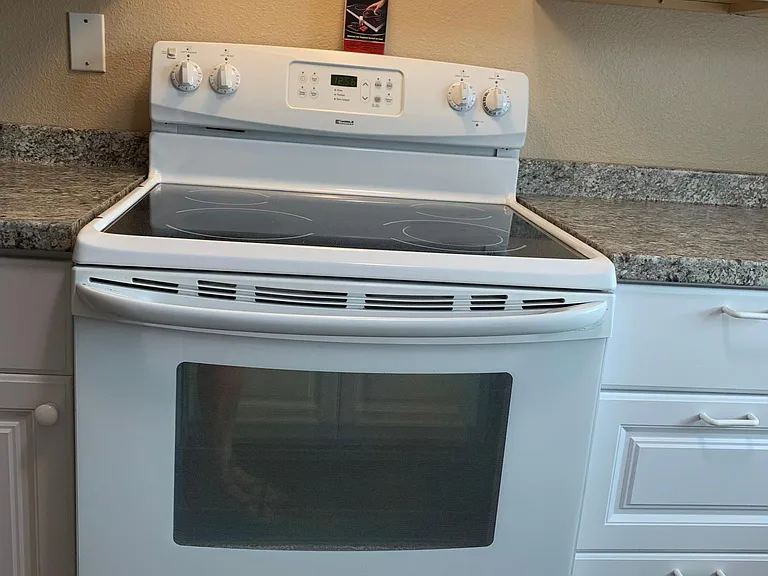 Glass top stove and self cleaning oven