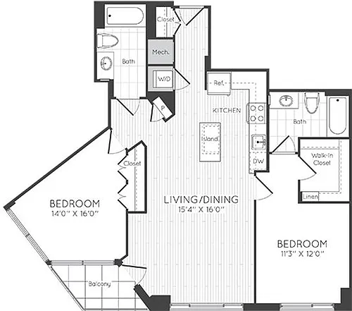 Floor plan 2 Bed/2 Bath