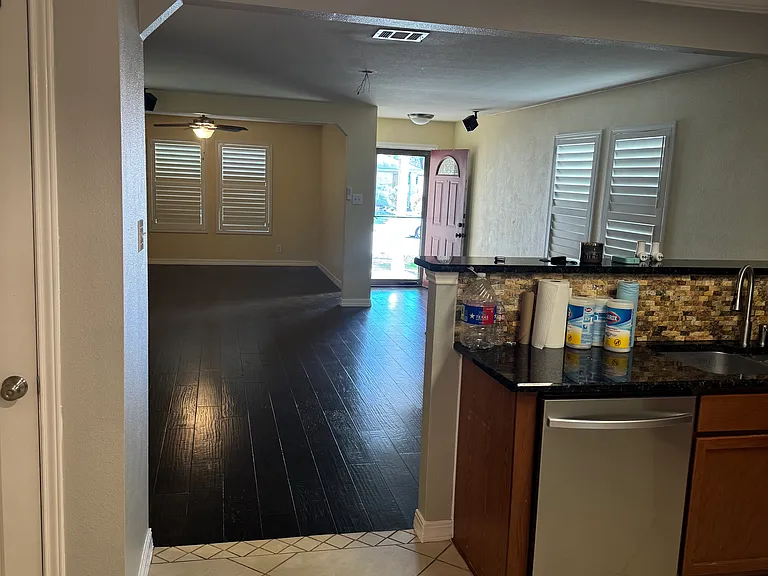 Kitchen view to living room