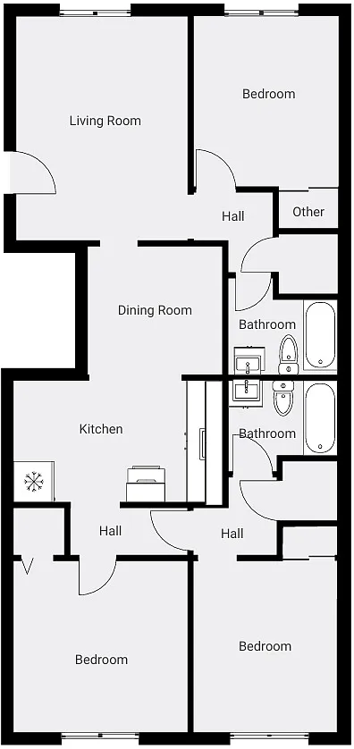 Floor plan 3 Bed Garden