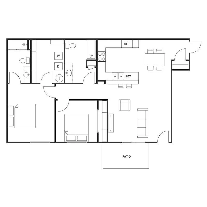 Floor plan 2 Bed 2 Bath Lower