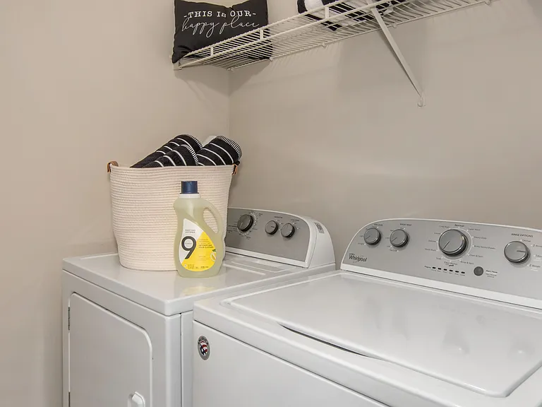 Full-size washer and dryer appliances included in every home for ultimate comfort.