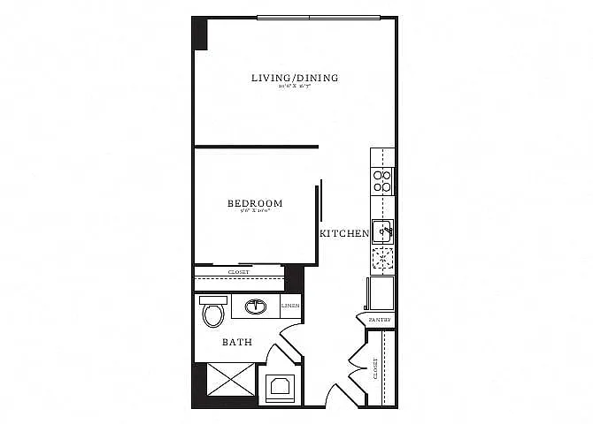 Floor plan Jr 1 Bed/1 Bath-B3