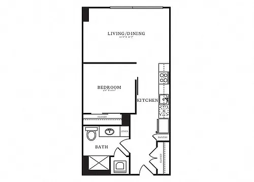 Floor plan Jr 1 Bed/1 Bath-B3