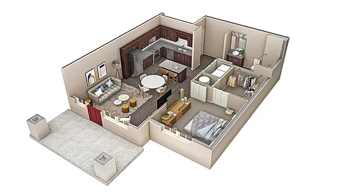 Floor plan 1 BR Haven Summit