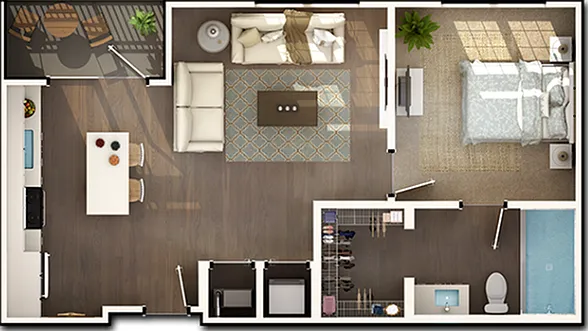 1 Bedroom, 1 Bathroom 1 Bedroom, 1 Bathroom