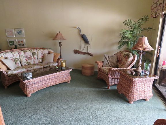 Living room with golf view