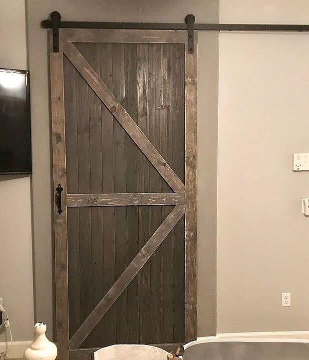 Master bathroom barn door 