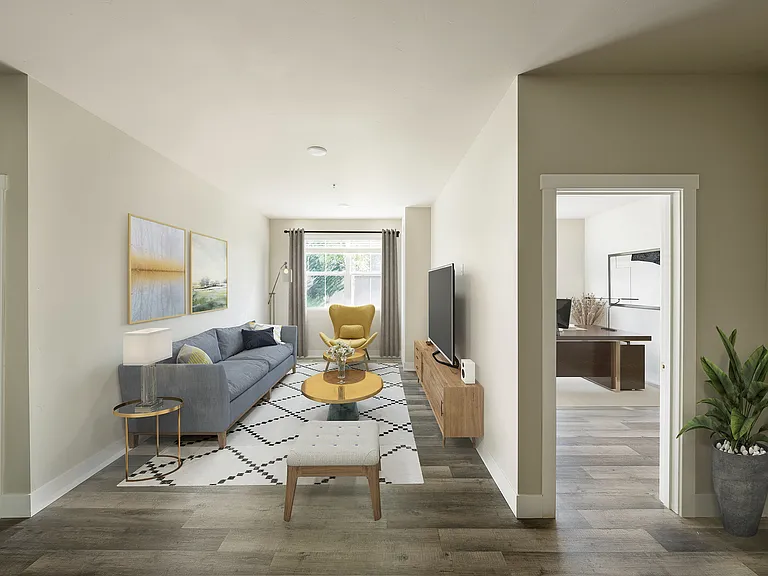 2-bedroom floor plan - bedroom, living room, and office