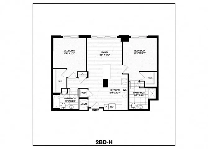 Floor plan 2 Bed/2 Bath-H