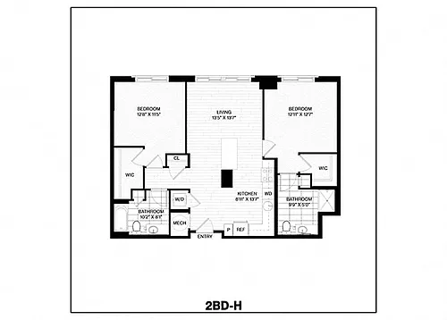 Floor plan 2 Bed/2 Bath-H