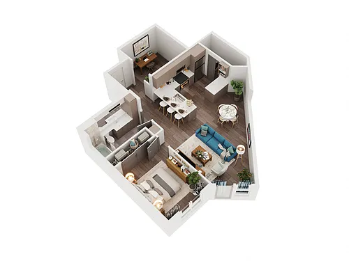 Floor plan One Bedroom Den 2