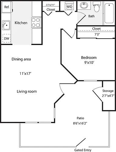 Floor plan 1 Bedroom A