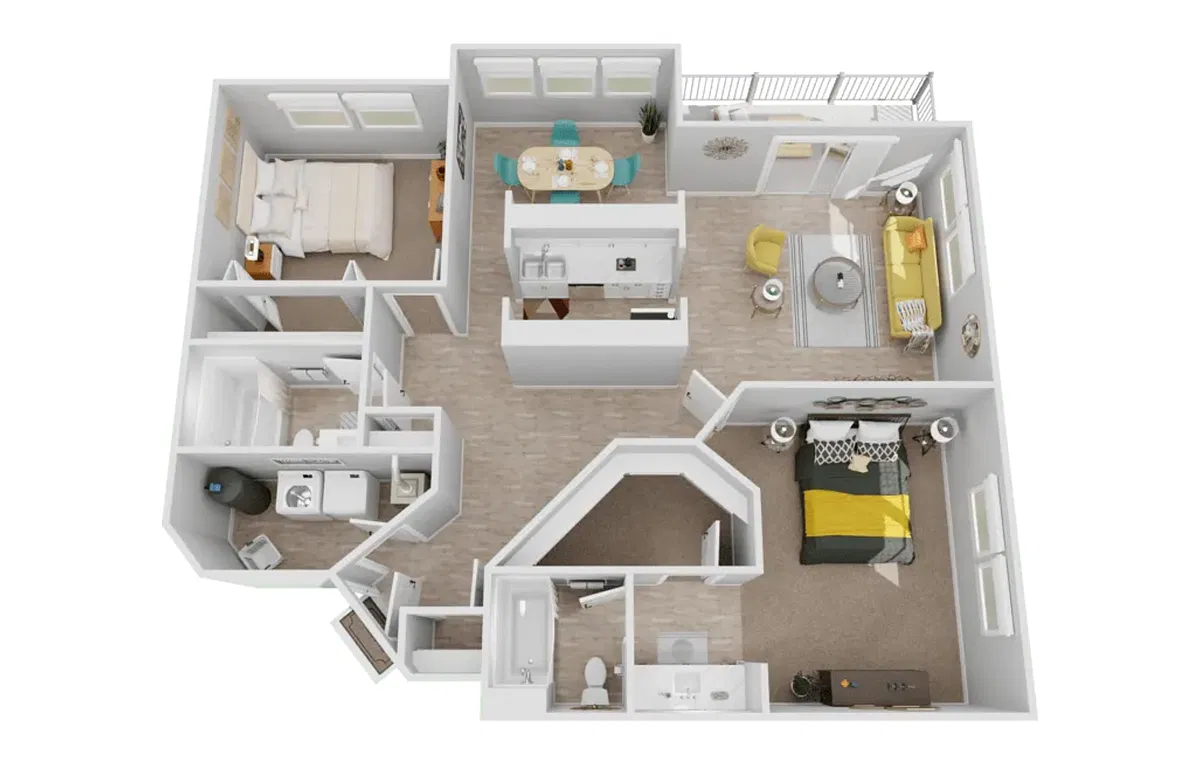 Floor plan 2 Bedroom, 2 Bath