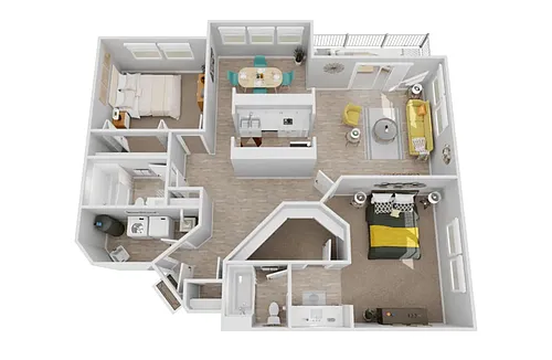 Floor plan 2 Bedroom, 2 Bath