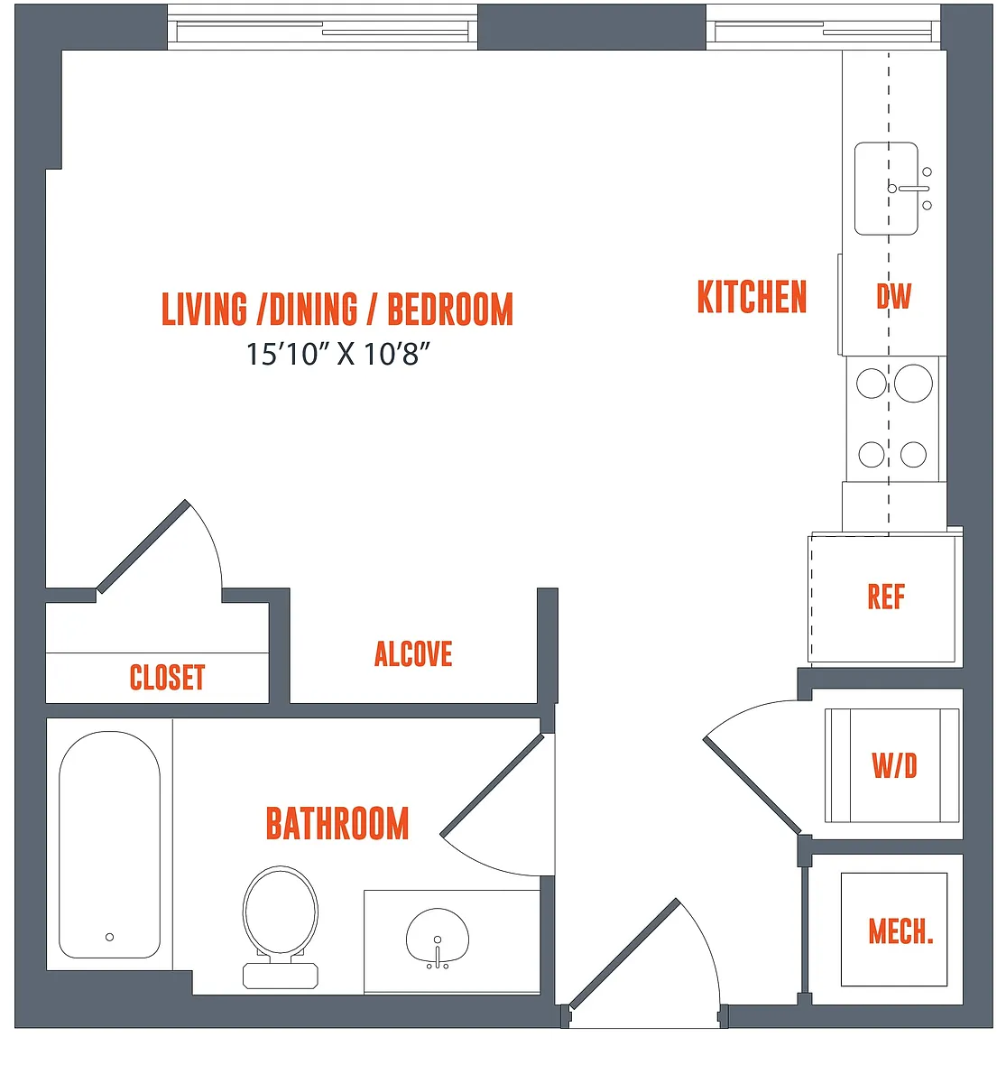 Floor plan Studio - 1 Bath B