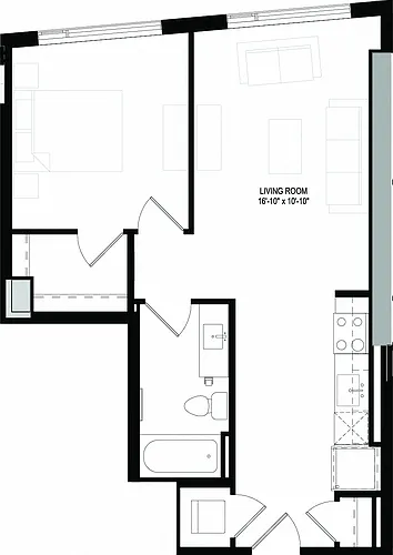 Floor plan One Bedroom/One Bathroom (A13)