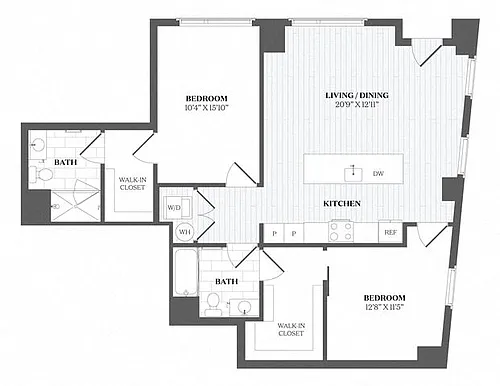 Floor plan 2 Bed/2 Bath-F4 - 29 Audubon Street