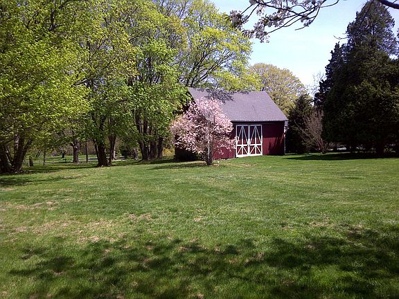 view of barn from house