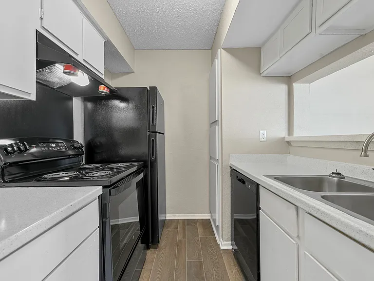 Updated kitchen with black appliances