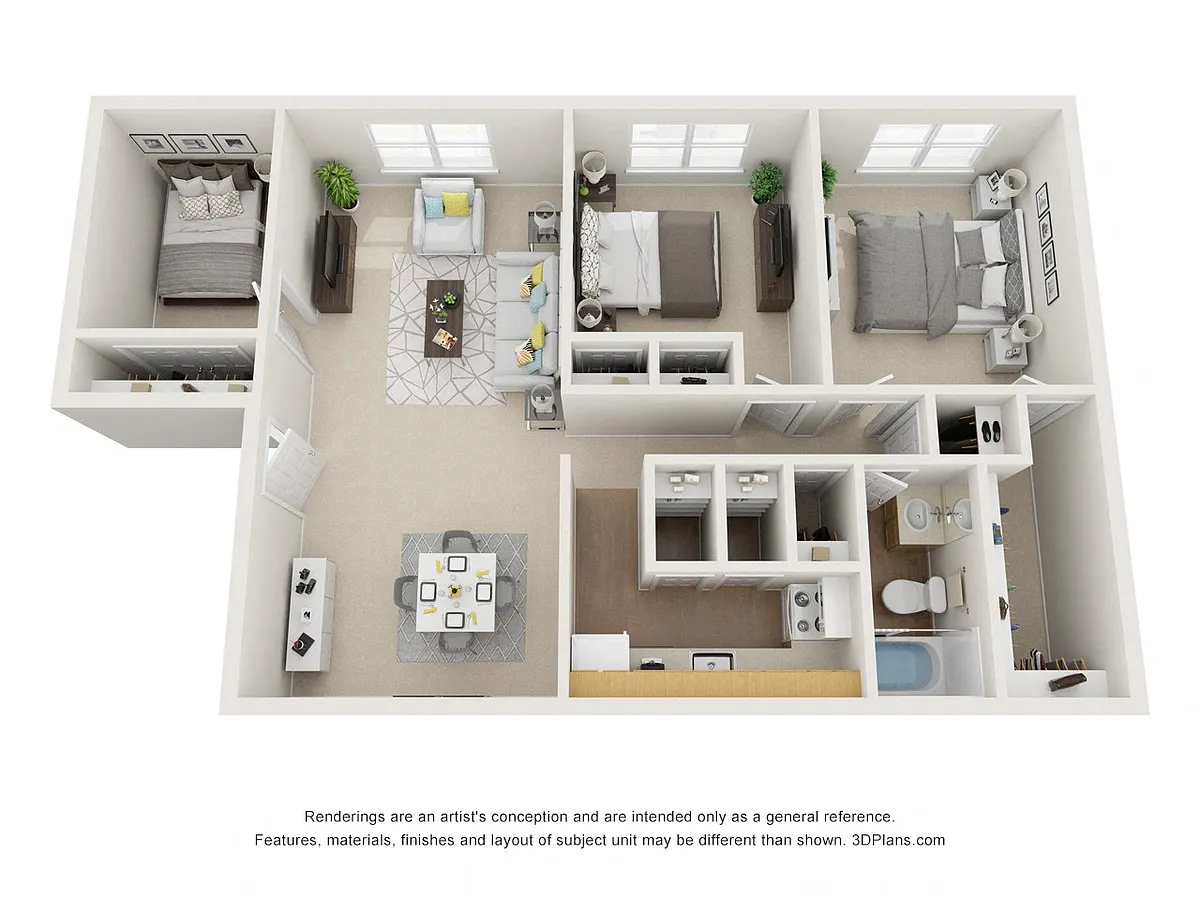 Floor plan 3 Bedroom 1 Bath