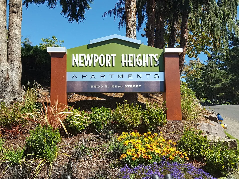 Newport Heights Apartments Monument Sign in Tukwila, Washington