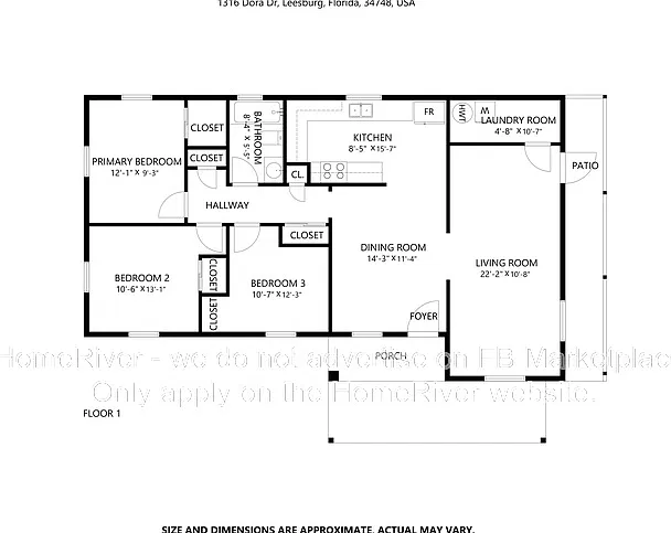 3 bed, 1.0 bath, 1103 sqft, $1,395 — Photo 3