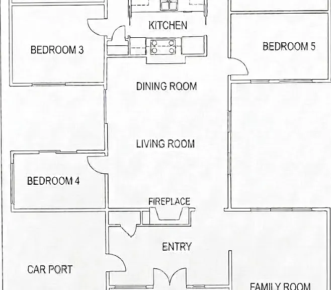 Note all the bedrooms have sliding doors and that the sliding door from the living room to the main patio doesn't work because the house has settled and one side is too much higher than the other. The sliding door to the smaller patio can be sticky.