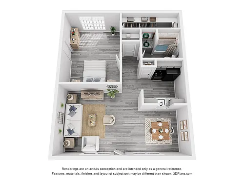 Floor plan 1 Bed 1 Bath Luxury Renovated 730 sq ft