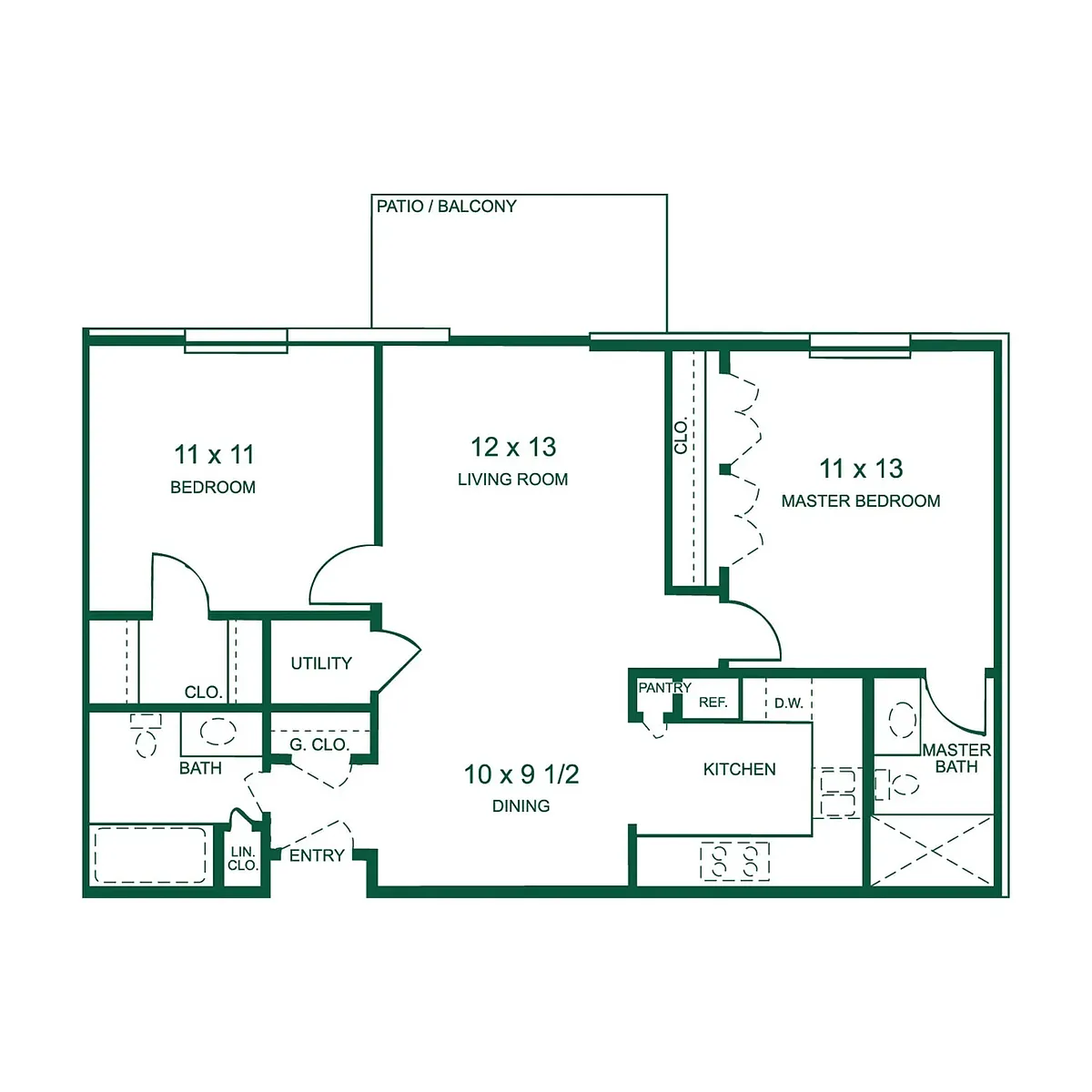 Floor plan 2Bd/2Ba T