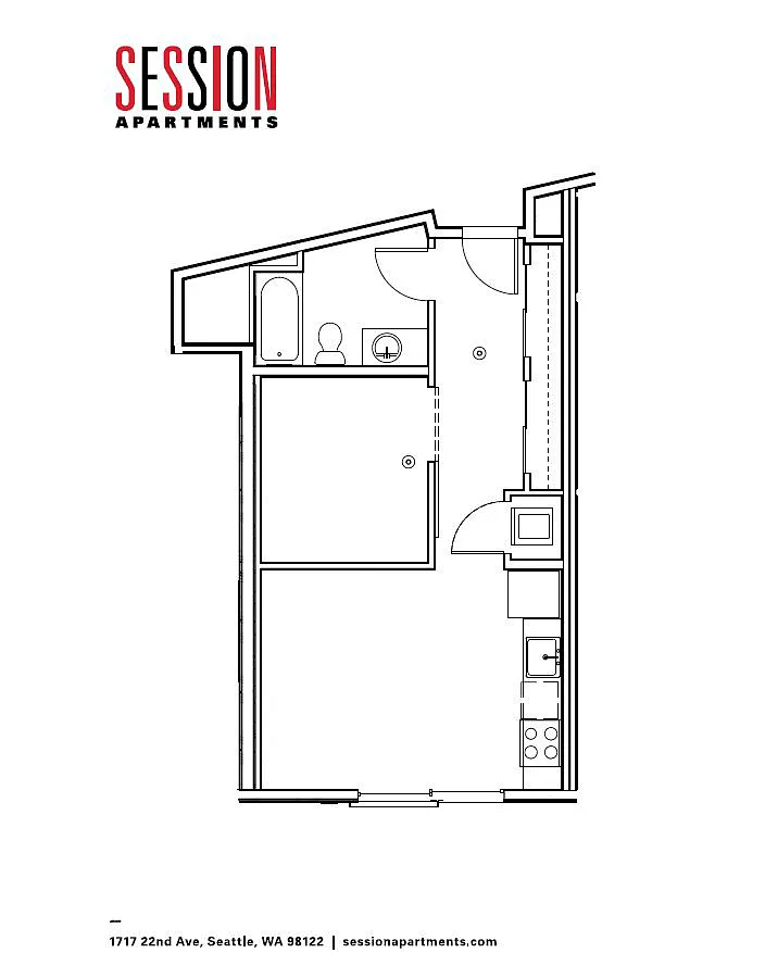 Floor plan Open 1x1 - B - MFTE