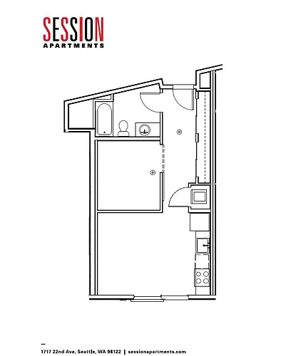 Floor plan Open 1x1 - B - MFTE