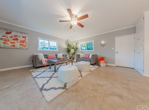 Another view of the family room. Look at how the Italian tile is stylishly offset.