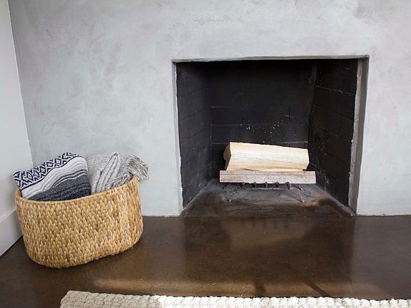 wood fireplace
