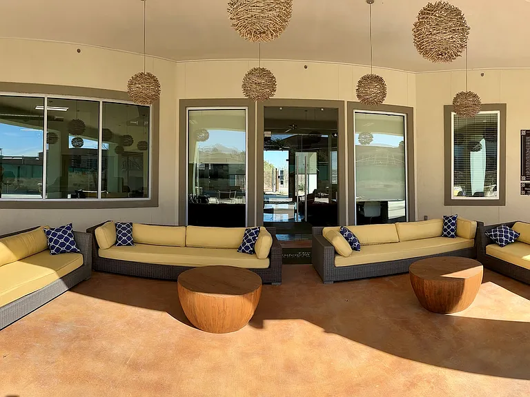 Enjoy our covered pool lounge with your favorite music