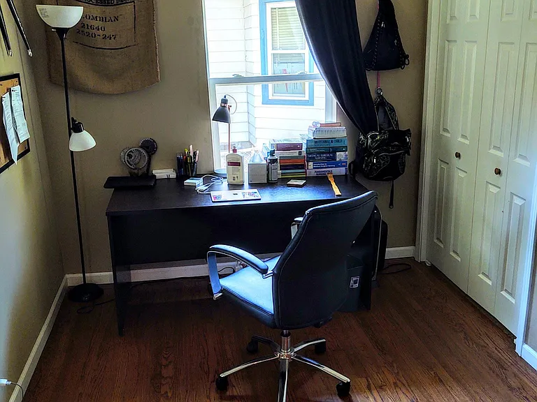 First Floor Office with double closet and hardwood floors.