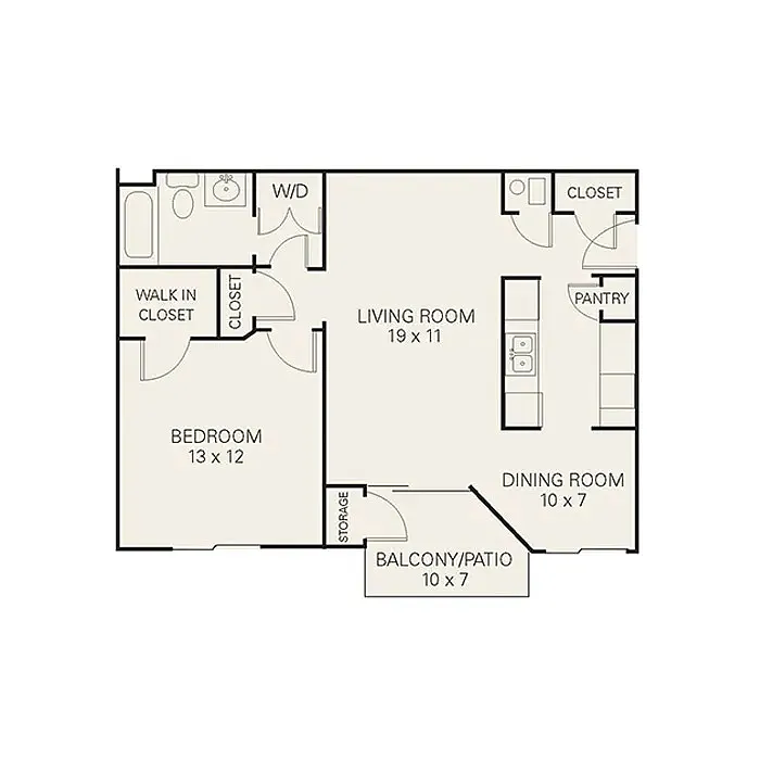 Floor plan 1 Bed/1 Bath Up