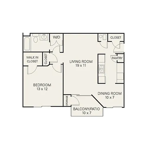 Floor plan 1 Bed/1 Bath Down