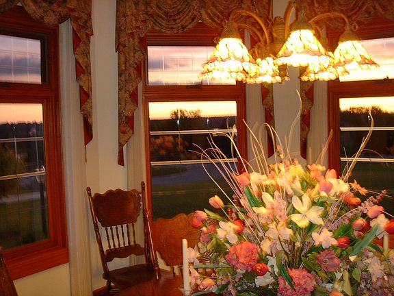 Octagon Dining Room custom cherry cabinets w/etched glass