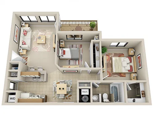 Floor plan 2 Bed 1 Bath