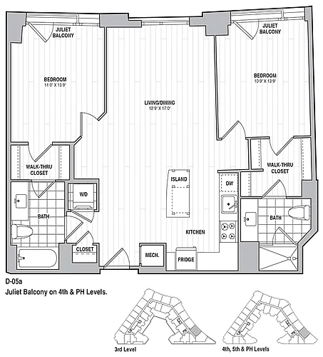 Floor plan 2 Bed 2 Bath 1057