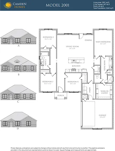 Floor plan 4 Bedrooms and 2 bathrooms