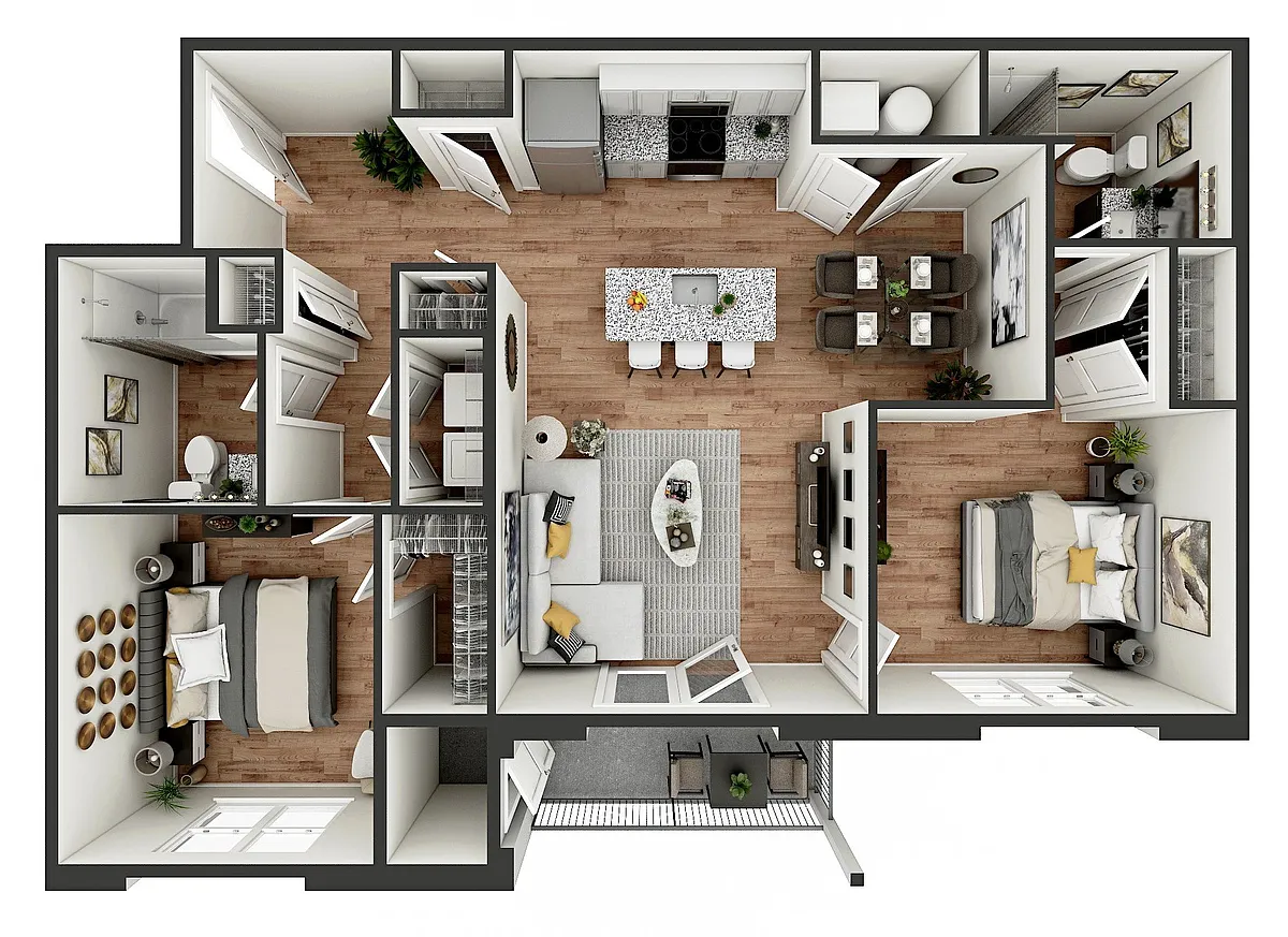 Floor plan 2 Bed 2 Bath Deluxe
