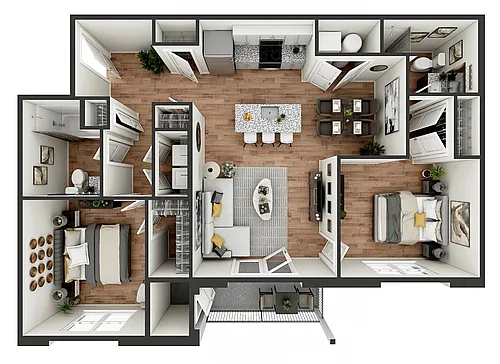 Floor plan 2 Bed 2 Bath Deluxe