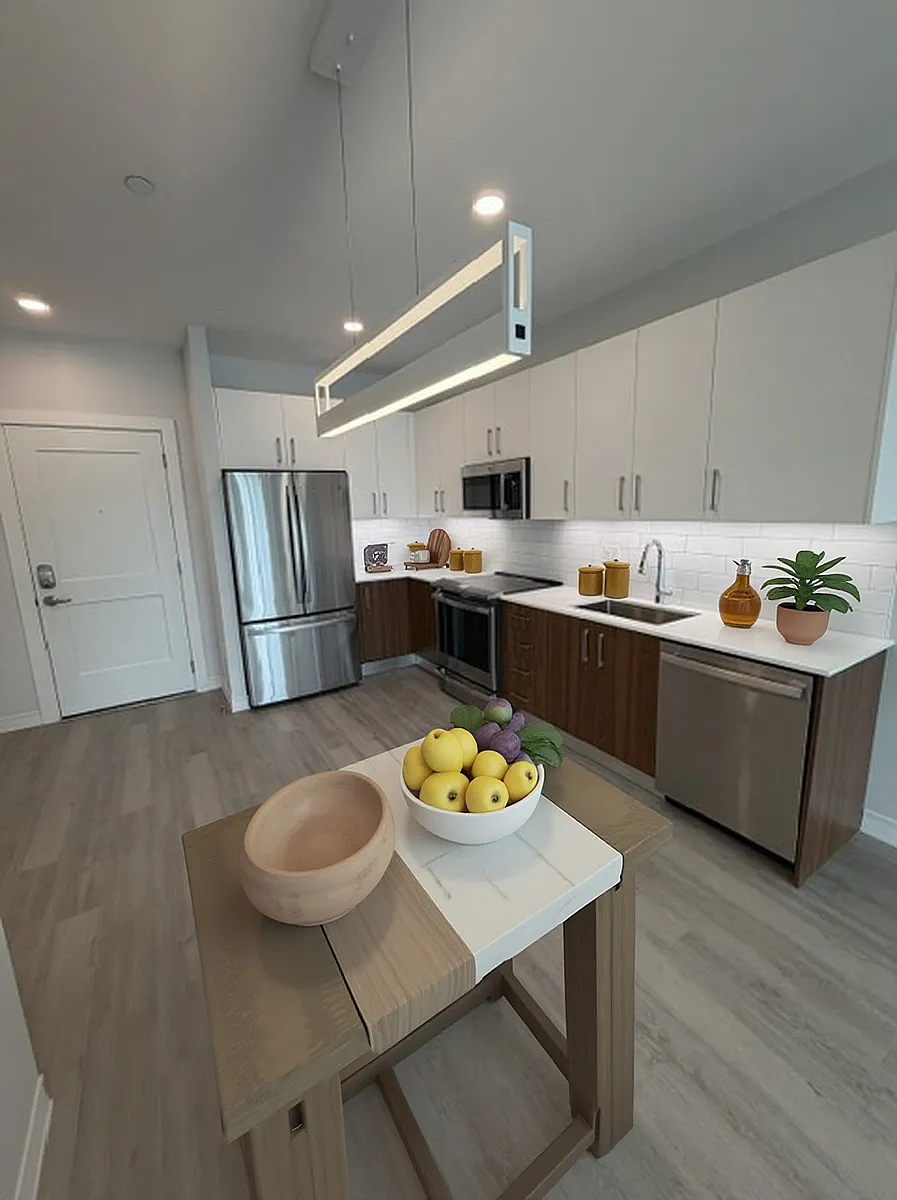 Floor plan 1 Bed 1 Bath open style with glass slider Large